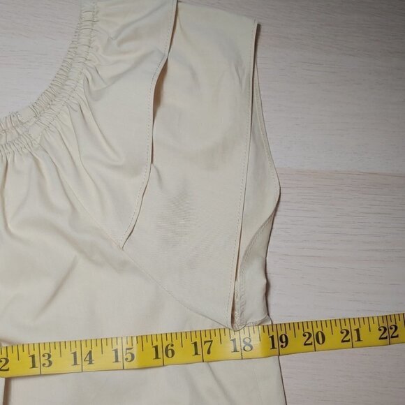 NWT DKNY Straw black off shoulder elastic neckline tiered short sleeves - Picture 11 of 16